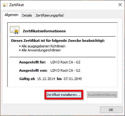 Bild 2: Zertifikatsinformationen