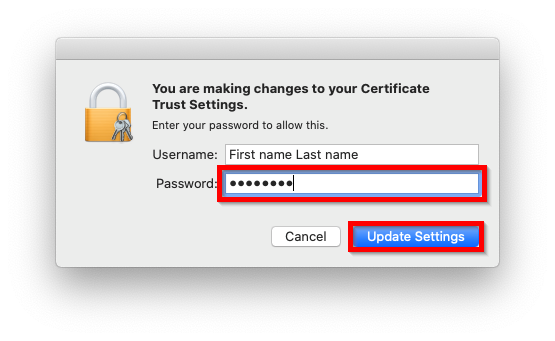 Changes to certificate trust settings