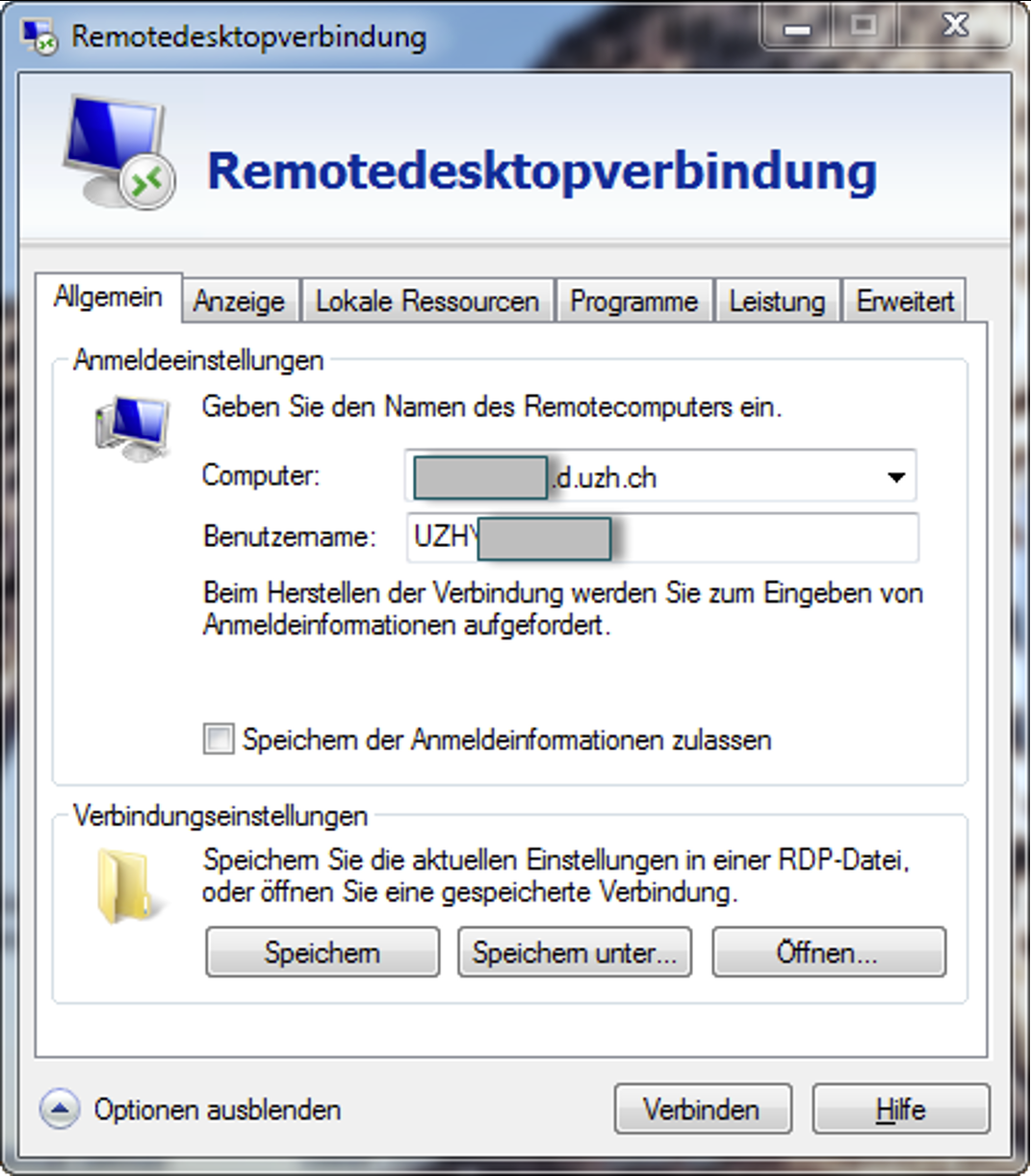 Remotedesktopverbindung