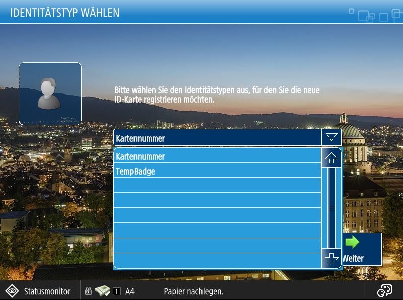 Kartentyp auswaehlen