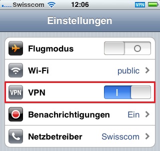 VPN iOS einschalten