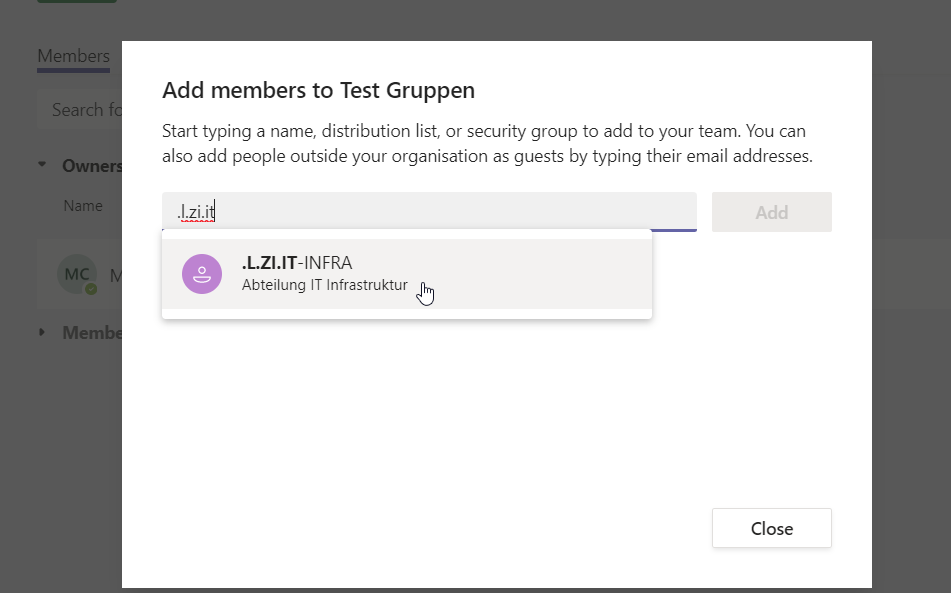 Add Notes Group as Team Member
