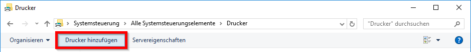 Bild 3: Systemsteuerungselement «Drucker» mit der Schaltfläche «Drucker hinzufügen»
