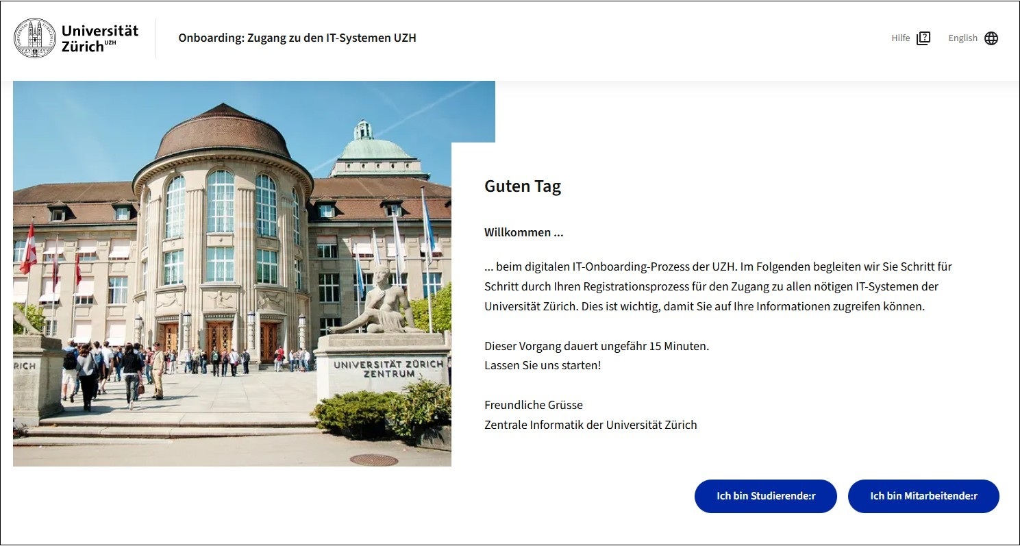 Bild 1: Initialkennwort - Startseite des Onboarding