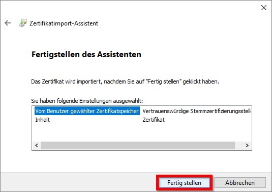 Bild 7: Abschluss des Installationsassistenten