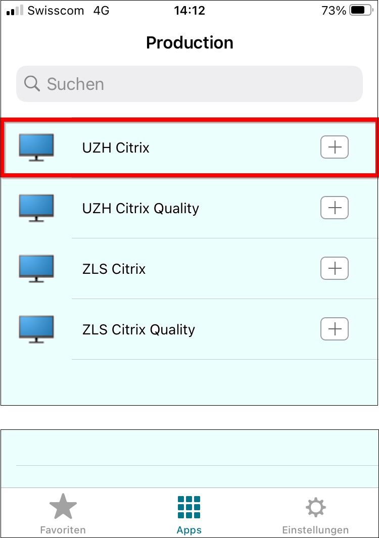 Bild 5: Auswahlliste mit den verfügbaren Desktop-Apps