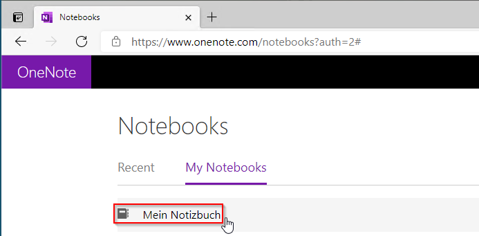 Select the desired notebook