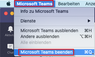 Beenden Sie Microsoft Teams