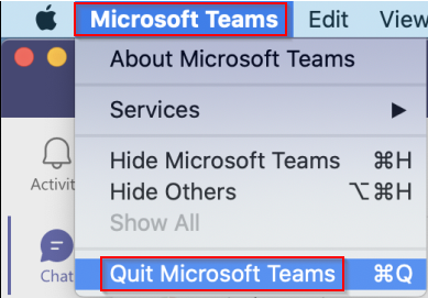 Quit Microsoft Teams