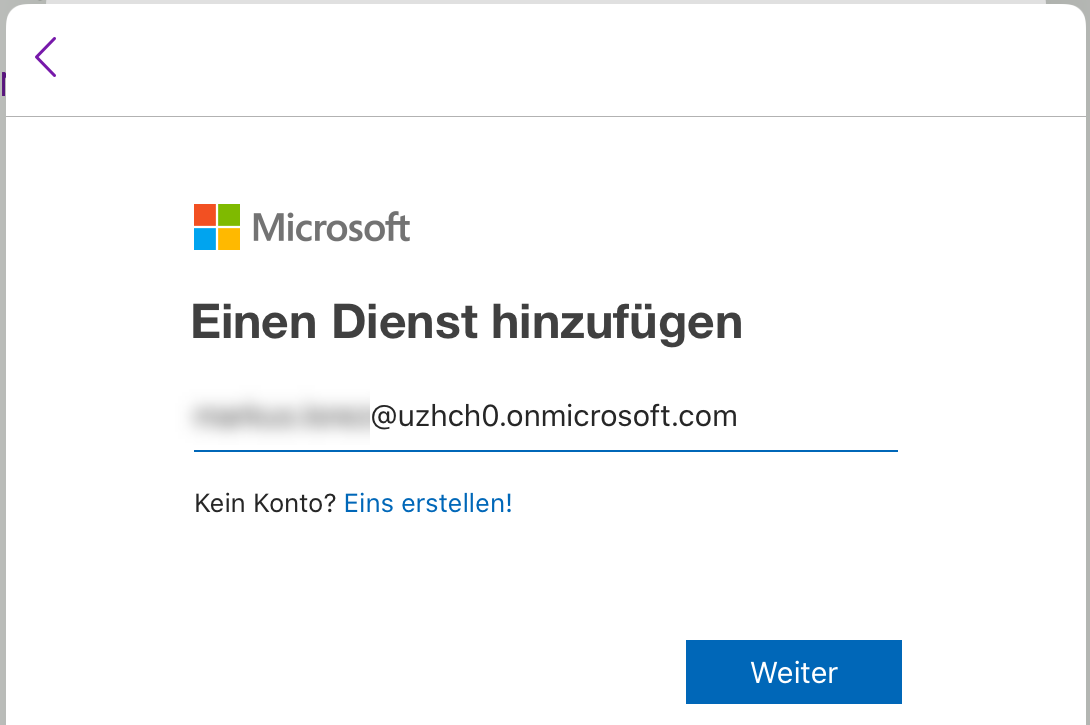 Melden Sie sich mit Ihrem alten Microsoft-Konto an.