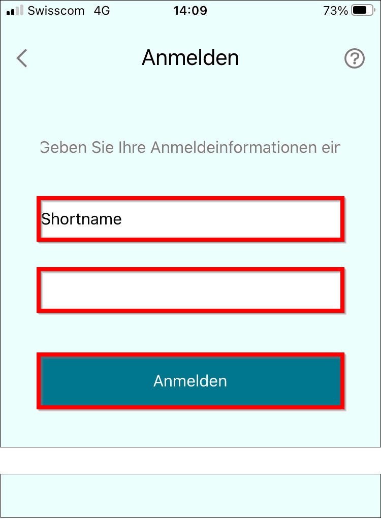 Bild 3: Login-Eingabefelder für Shortname und Active Directory-Passwort