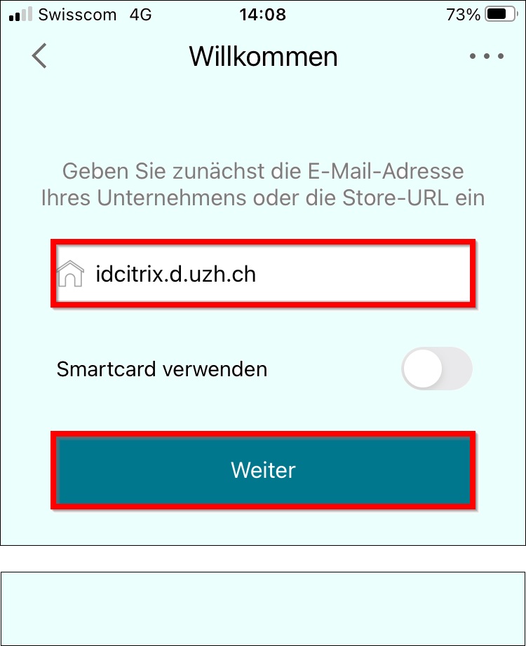 Bild 2: Eingabefeld für die Serveradresse